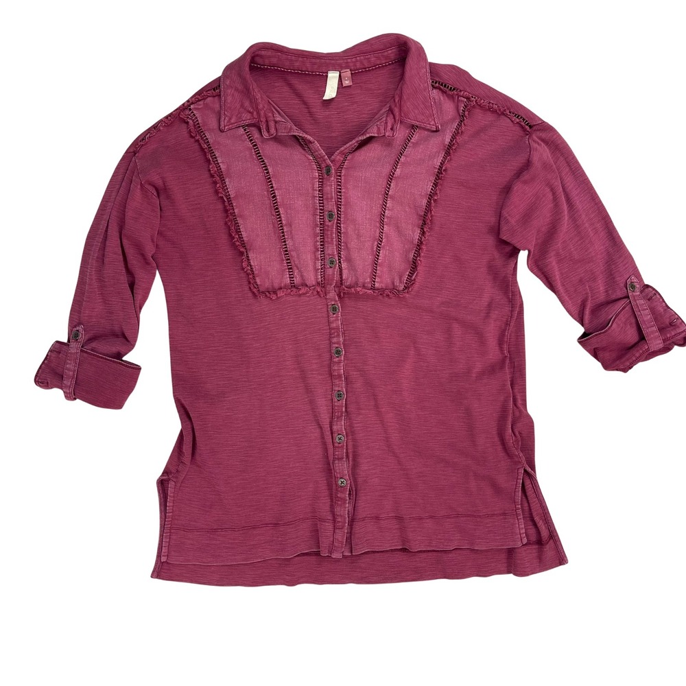 Pilcro Button-Down Shirt in Berry Plum